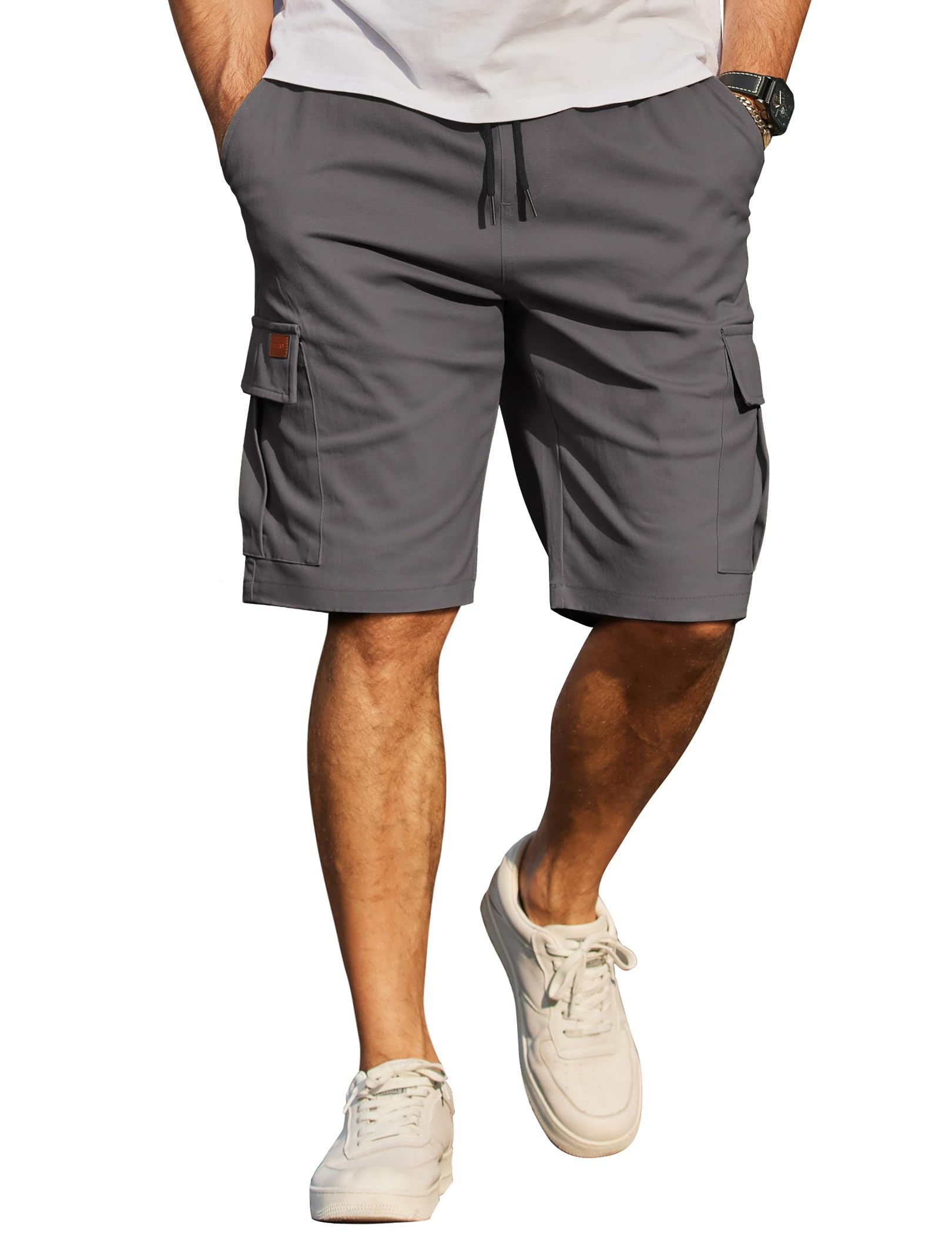 COOFANDY Kurze Hosen Herren Baumwolle Cargo Shorts Freizeithose Herren Kurz Elastische Taille Sommer Chino mit 6 Taschen S-3XL