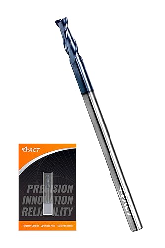 ACCUT I2KES - Fresa cuadrada de carburo de 2 flautas de 1/8 pulgadas, broca de fresado para aluminio, acero, cobre, plástico y aleaciones, hélice de