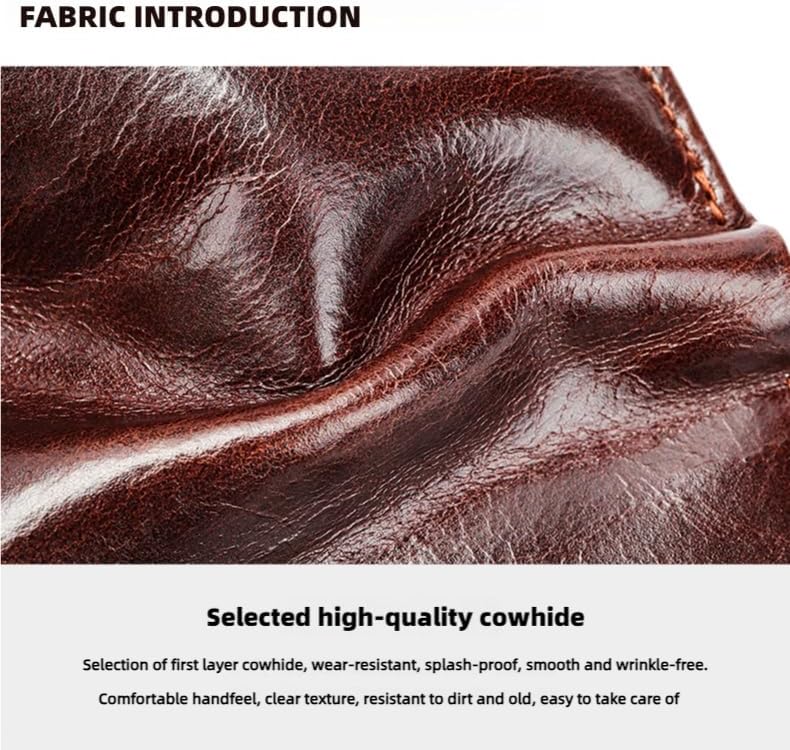 Premium Genuine Leather Trifold Wallet for Men – RFID Blocking Technology, Large Capacity for Cards and Cash, Slim Design for Easy Carry (Coffee) - Image 4