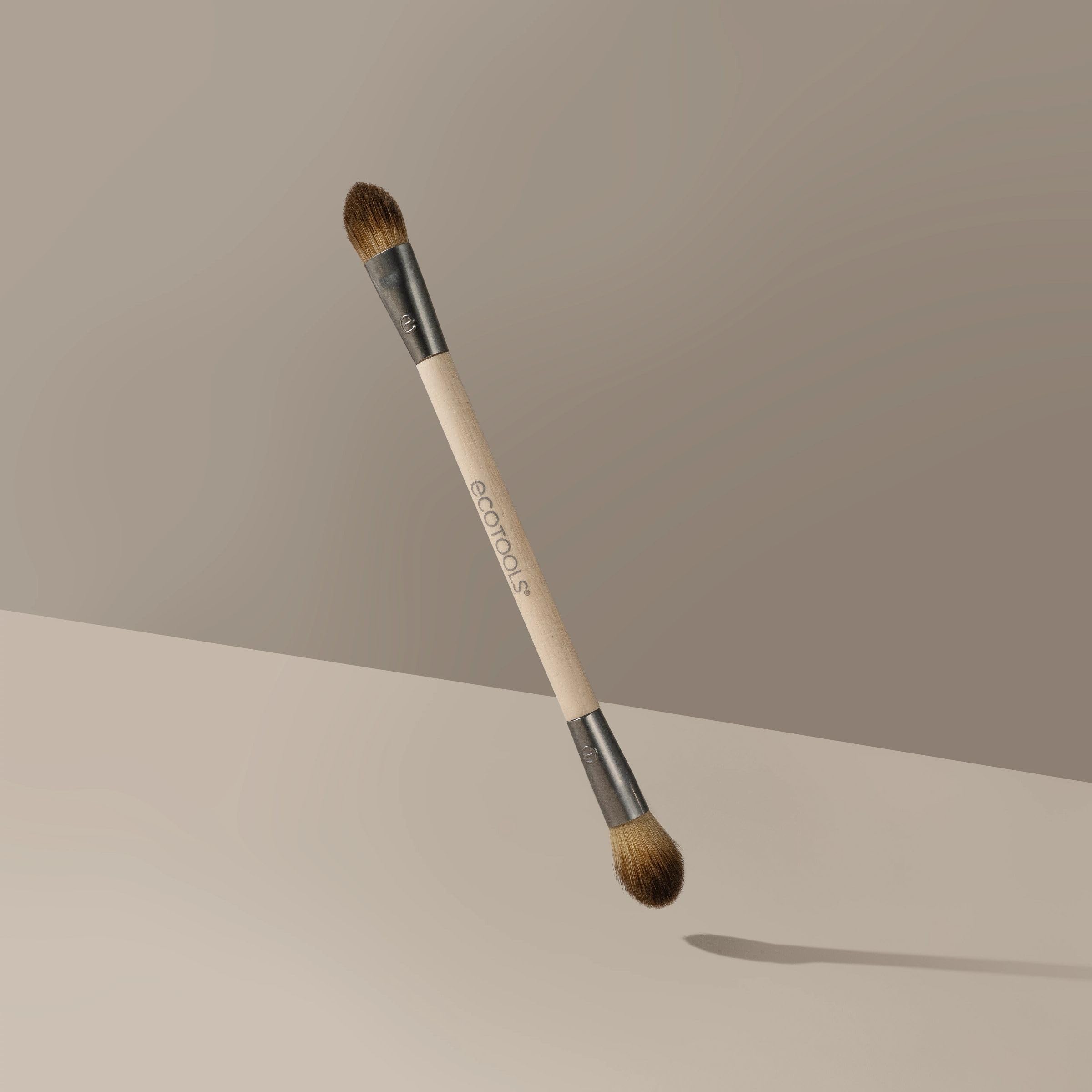 EcoTools Cream & Powder Dual-Ended Eye Brush, Flat & Fluffy Eyeshadow Brush for Packing, Blending & Full Eye Looks, Sustainable Makeup Tool, Vegan & Cruelty-Free, 1 Count