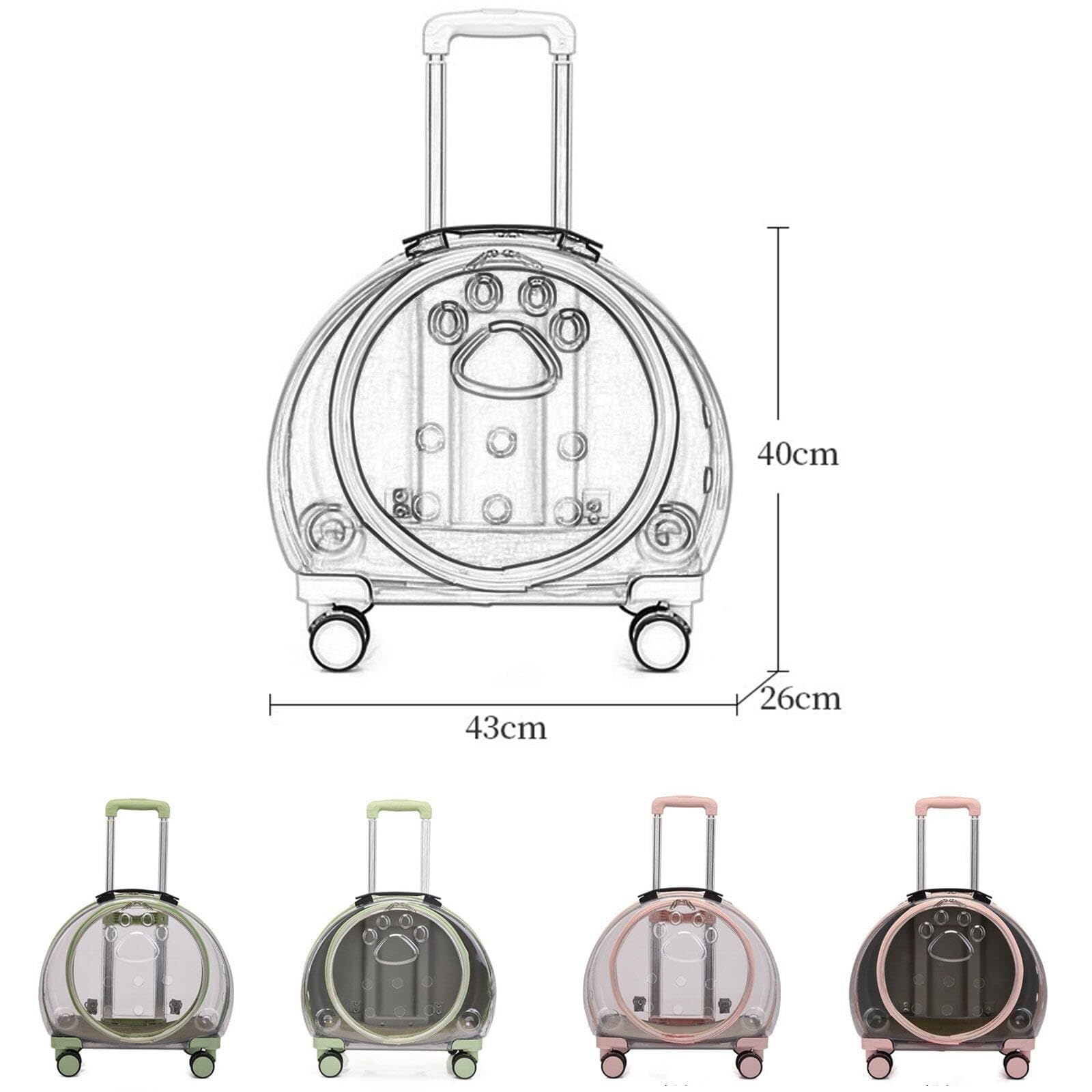 3 en 1 Transportín para Gatos con Ruedas, Maleta Mascota PC Transparente, Mochila Portátil para Perros Pequeños, Caja Aérea con Ventilación y Asa Telescópica