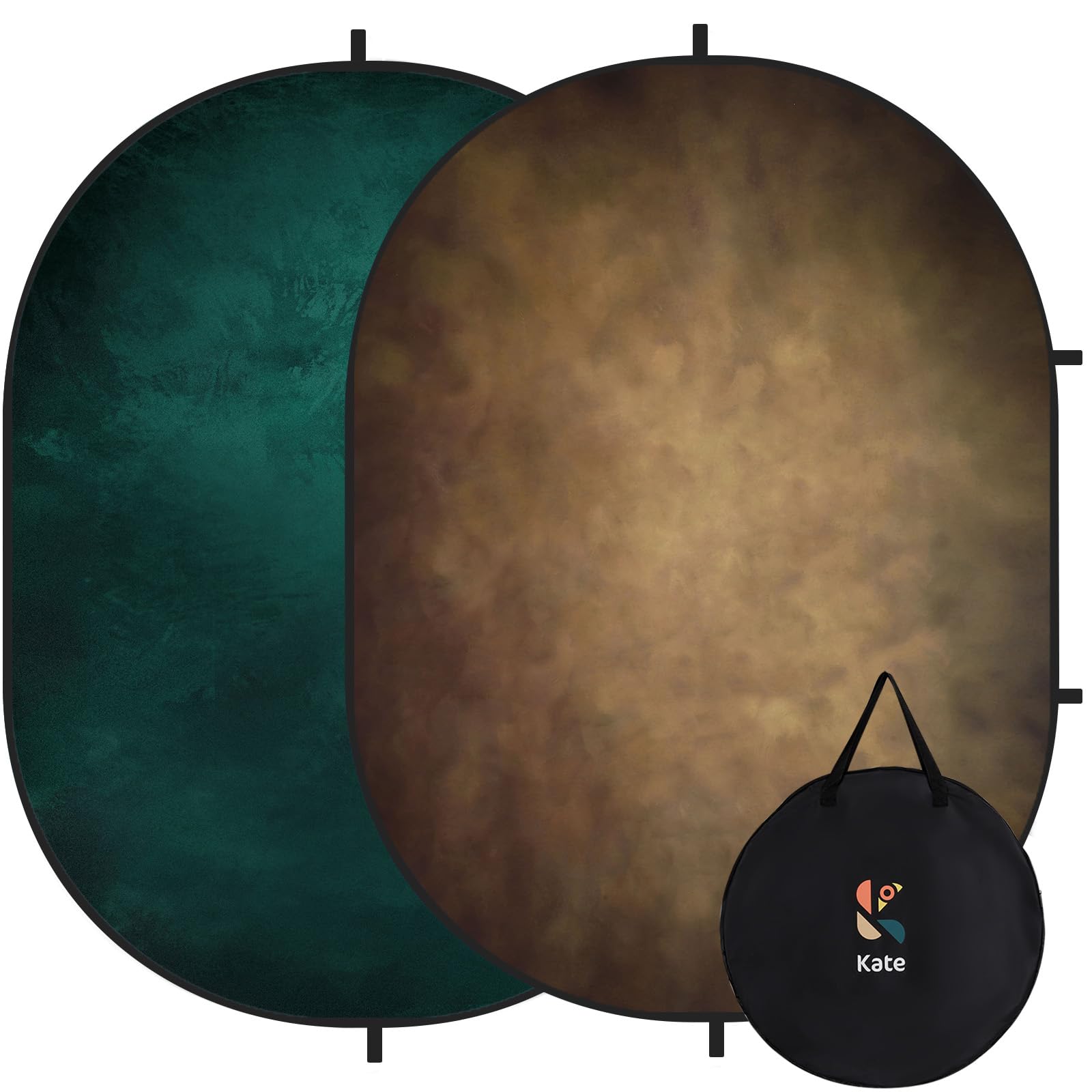 Kate Collapsible Backdrop Pop up Photo Backdrops Foldable Background Portable for Headshot,Portrait Photography,Video,5x6.5ft,Cyan/Brown