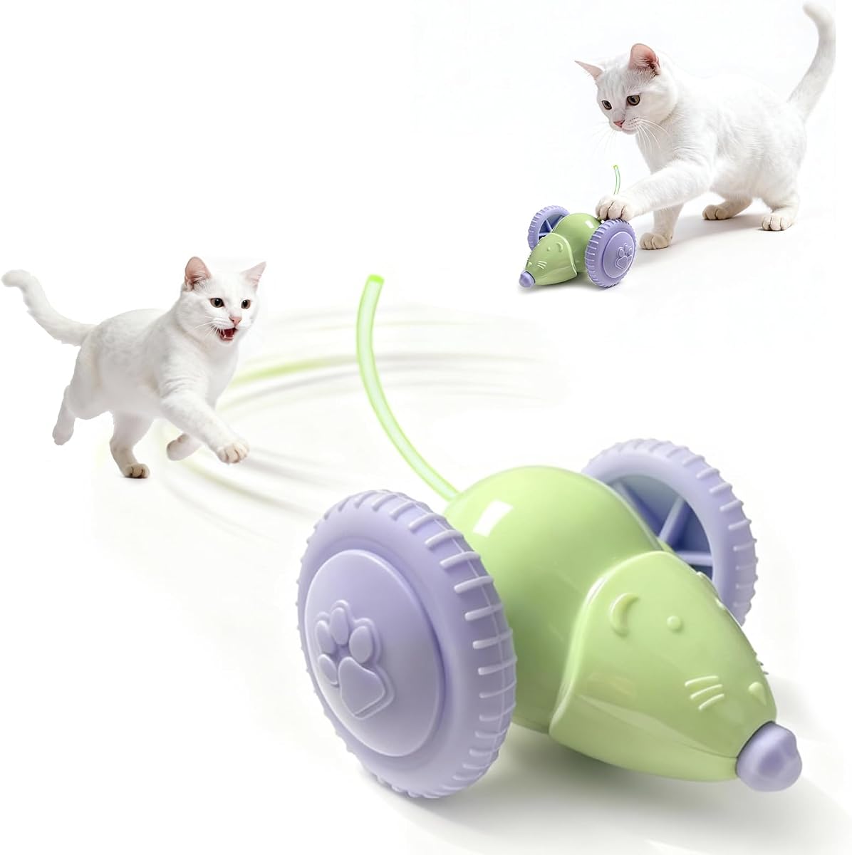 Interactive Cat Toys for Indoor Cats,Automatic Moving Kitten Toys,Cat Balls | Cat Mouse Toy with Tail Lights,Cat Toys for Bored Indoor Adult Cats,Cat Enrichment,Smart Electric Tails for Chasing Pet Toys