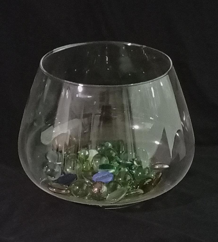 Büyük Boy Balık Akvaryumu Cam Fanus Vazo Olarak ideal Çap:25 cm Yükseklik:19 cm Ağız Genişliği:18 cm