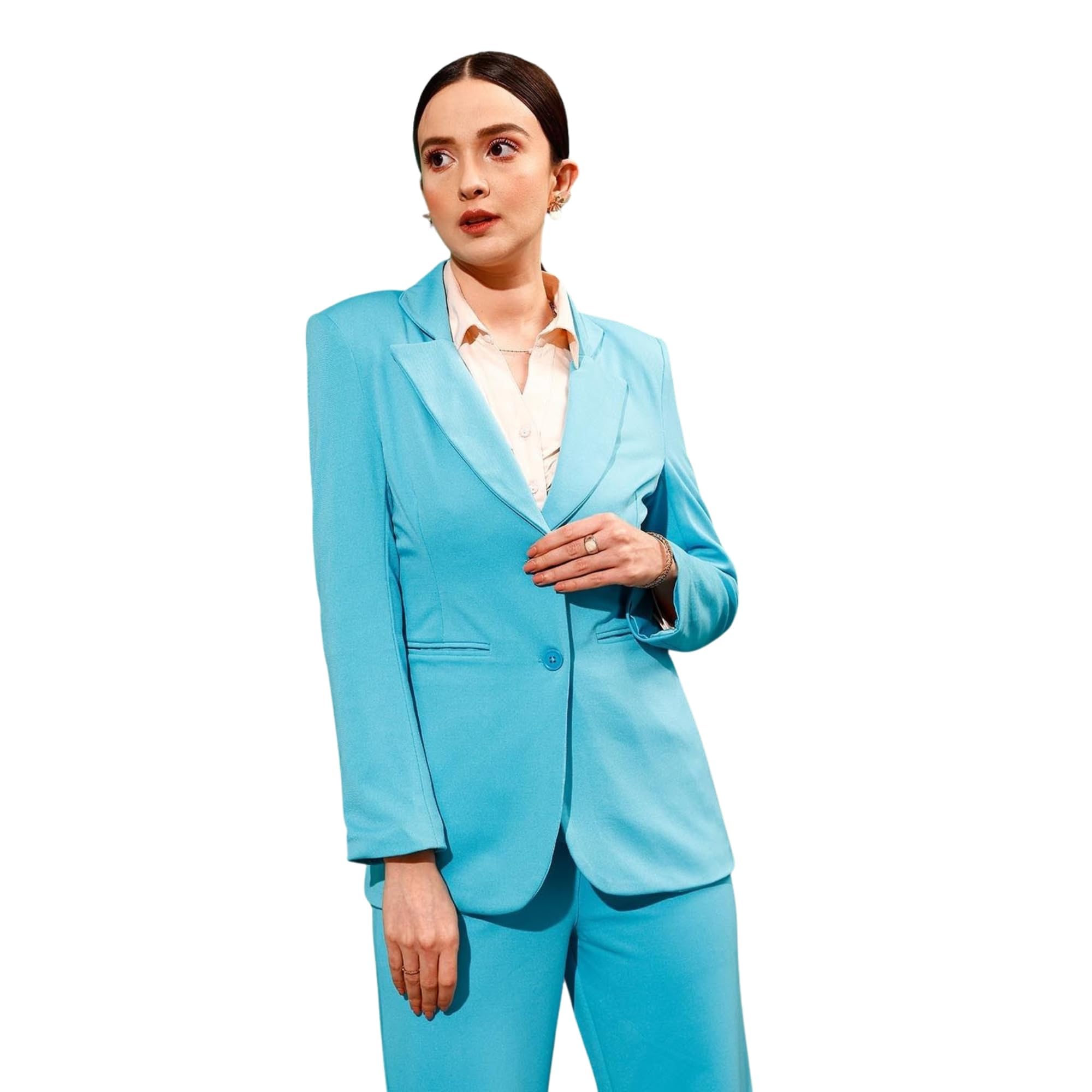 street9 Solid Single Breasted Formal Women Blazer (Blue) | BLZ00005442-picture-15