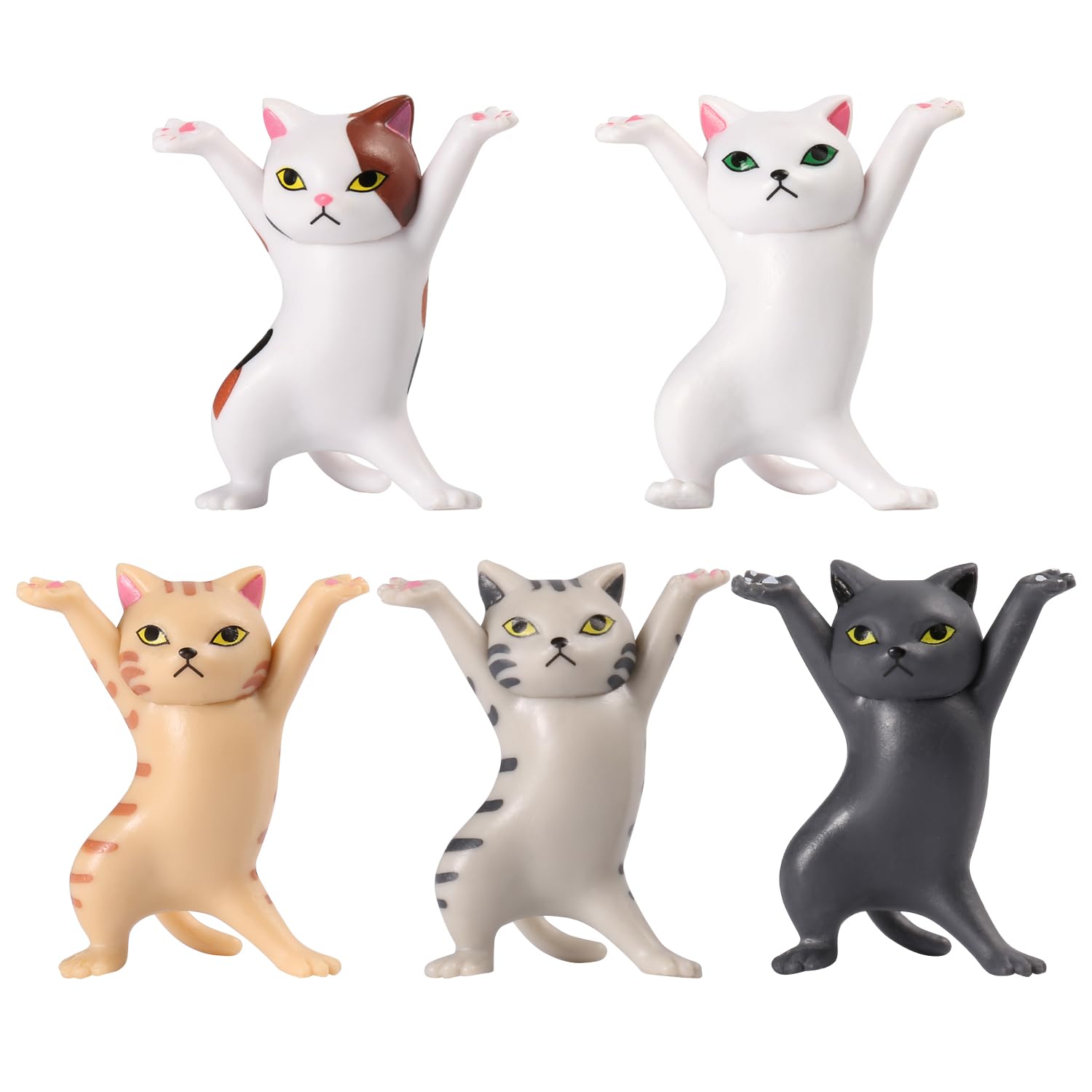 5 Pieces Dancing Kitten Pencil Holder, Charming Desk Decor and Practical Artwork Gift for Cat Lovers, Multifunctional Stationery Holder Novelty Office Supplies Accessories Creative and Fun Gift