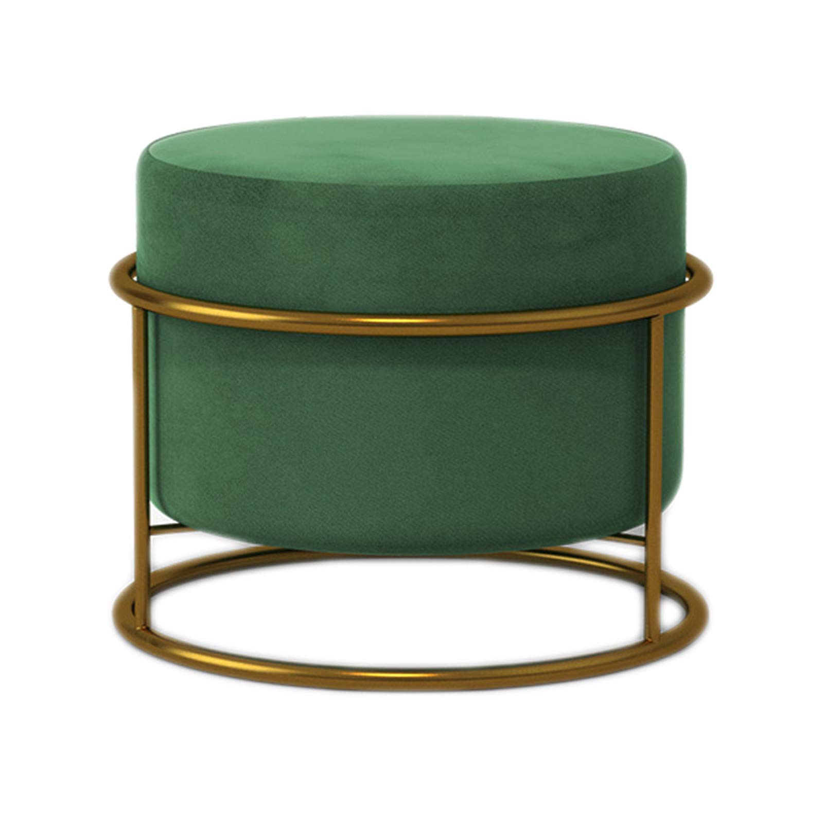 BGSFF Round Foot Stool Leg Rest Soft Tufted Ottoman, Modern Linen Pouffe Chair Change Shoes Stool Upholstered Footstool for Home Living Room Bedroom Office,Flannel Dark Green