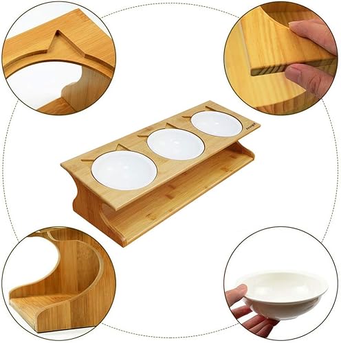 Miniatura 3 de Cuencos para gatos con soporte de madera con pendiente elevada, cuencos elevados para mascotas con soporte oblicuo para gatos, perros, gatitos y