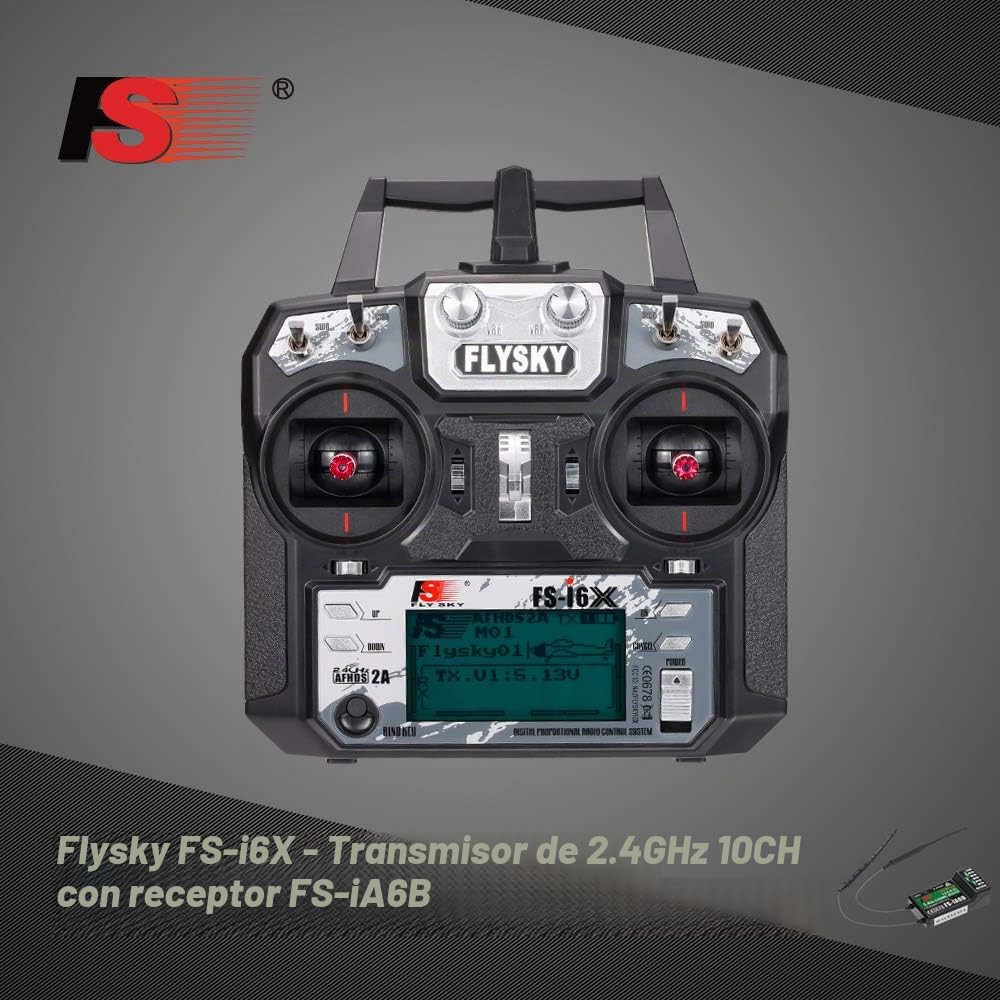 Flysky FS-i6X 2.4GHz 10CH AFHDS 2A RC Transmisor con receptor FS-iA6B para avión helicóptero RC Drone