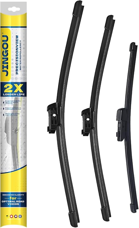 Palhetas do limpador de para-brisa JINGOU para VW Volkswagen Tiguan 2018 a 2022 – Kit com 3, 63,5 cm/55,88 cm/38,1 cm, Top Lock