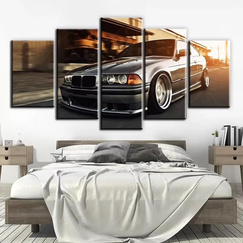Toile E36 M3 peinture déco murale 5 parties pour un salon moderne et dynamique