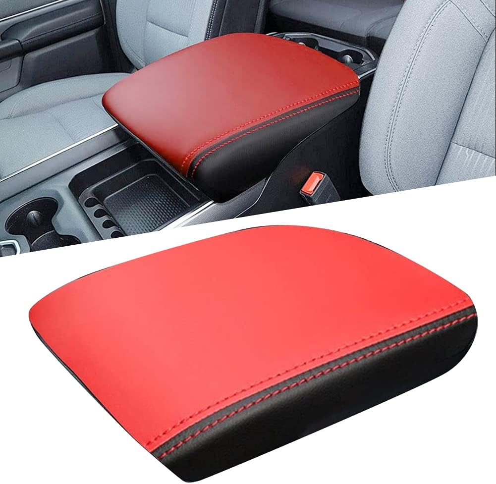 Center Console Cover Anti-Scratch Leather Armrest Pad Replace for 2019 2020 2021 2022 2023 2024 2025 Dodge RAM 1500 2500 3500 Accessories, For All Makes & Models with Bucket Seats (Carbon fiber)