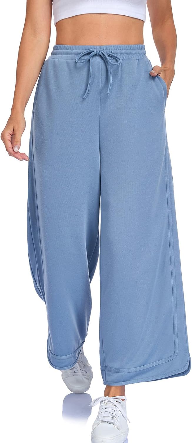 Women's Baggy Wide Leg Sweatpants High Waisted Palazzo Pants Casual Loose Drawstring Lounge Trousers with Pockets - Image 2