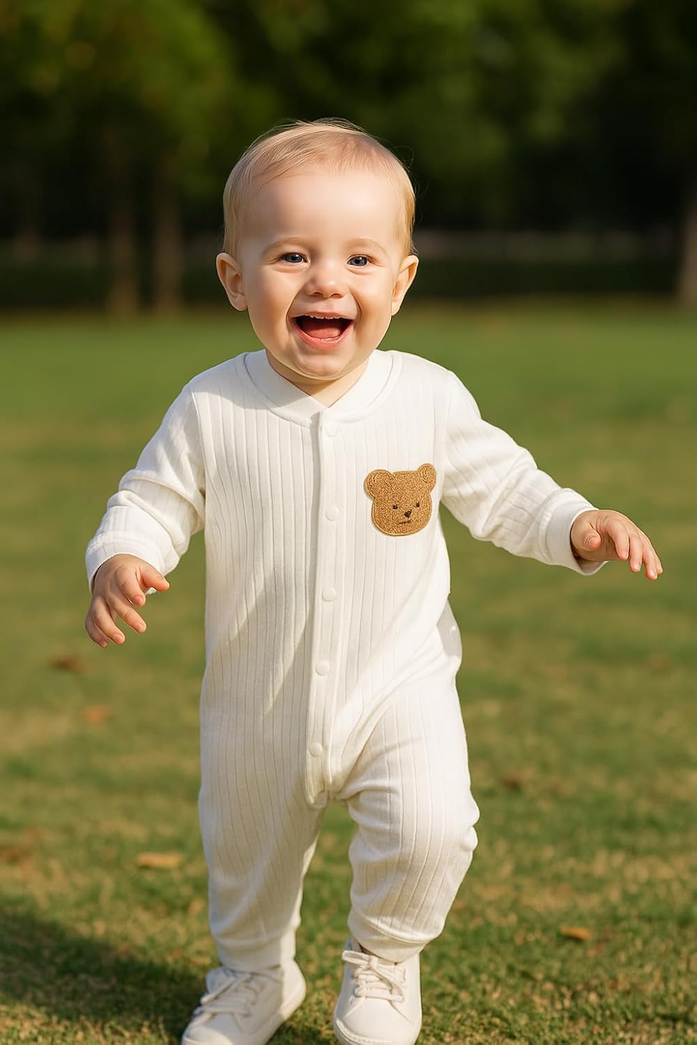 KaKa Co. Baby Long Sleeve Bodysuit Rompers, 100% Cotton, Soft & Hypoallergenic One-Piece Outfit for Infants 0-12 Months - Image 2