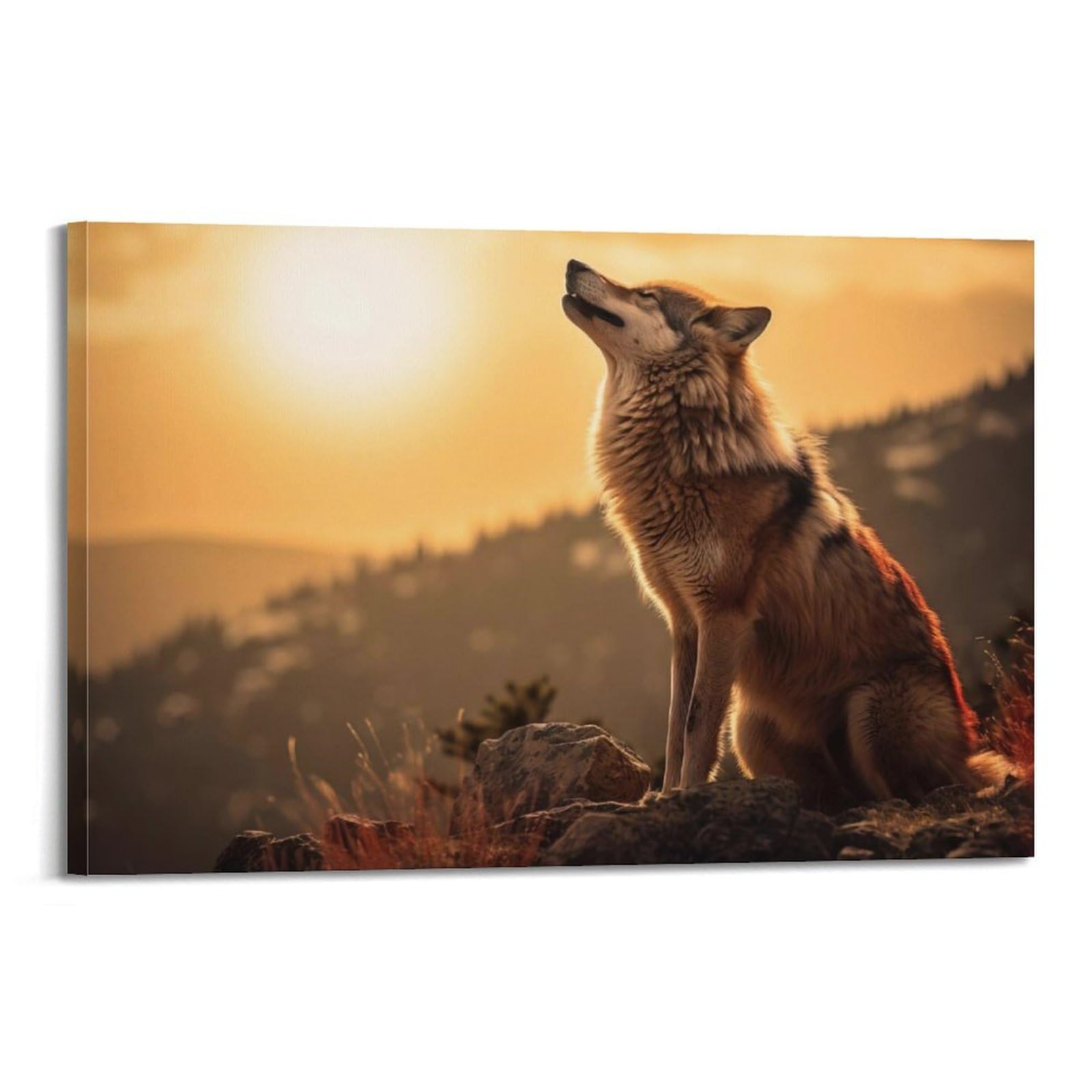 JTLFXY Animal Artwork Poster Wolves in The Sunset Poster Decorative Painting Canvas Wall Posters And Art Picture Print Modern Family Bedroom Decor Posters 20x30inch(50x75cm)