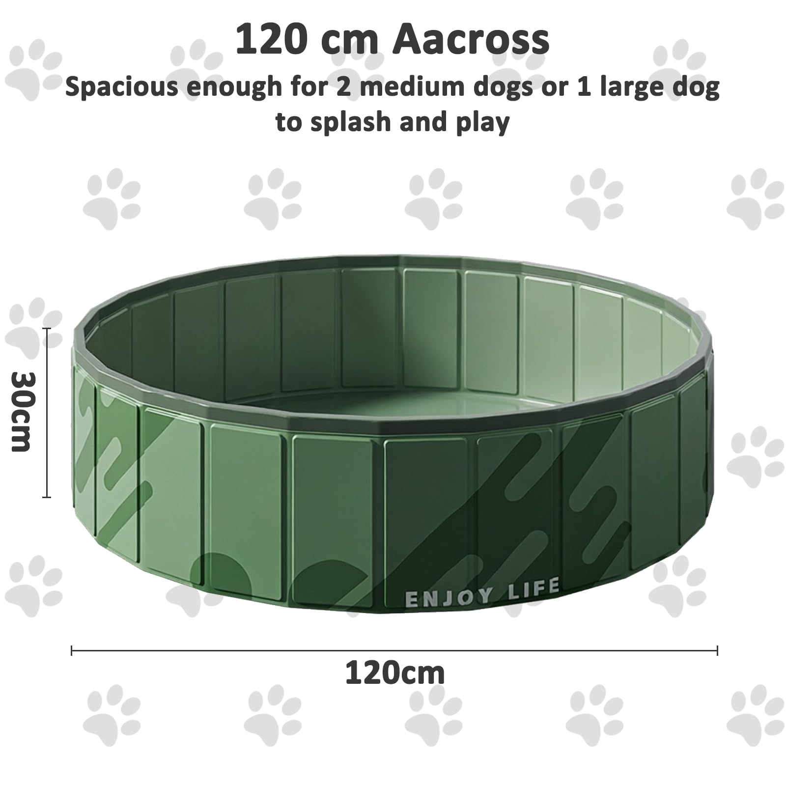 Piscine pliable pour chiens avec bonde Vert 120 x 30 cm | Pataugeoire portable pour chien - Piscine pour chien - Évacuation au sol - Antidérapante - Piscine pour chien - Piscine à