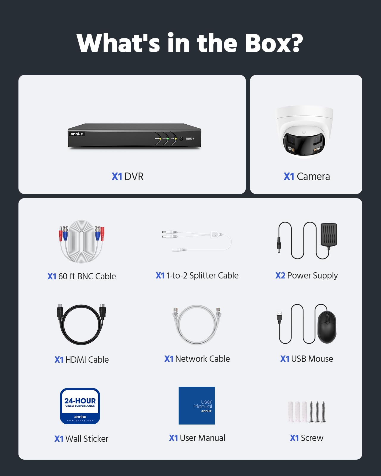 ANNKE 3K Lite H.265+ 8-kanałowy rejestrator DVR, kamera do monitoringu, zestaw zewnętrzny, 1 x analogowa, przewodowa kamera bezpieczeństwa 3K Dual Lens do rozpoznawania ludzi/pojazdu, widoczność w