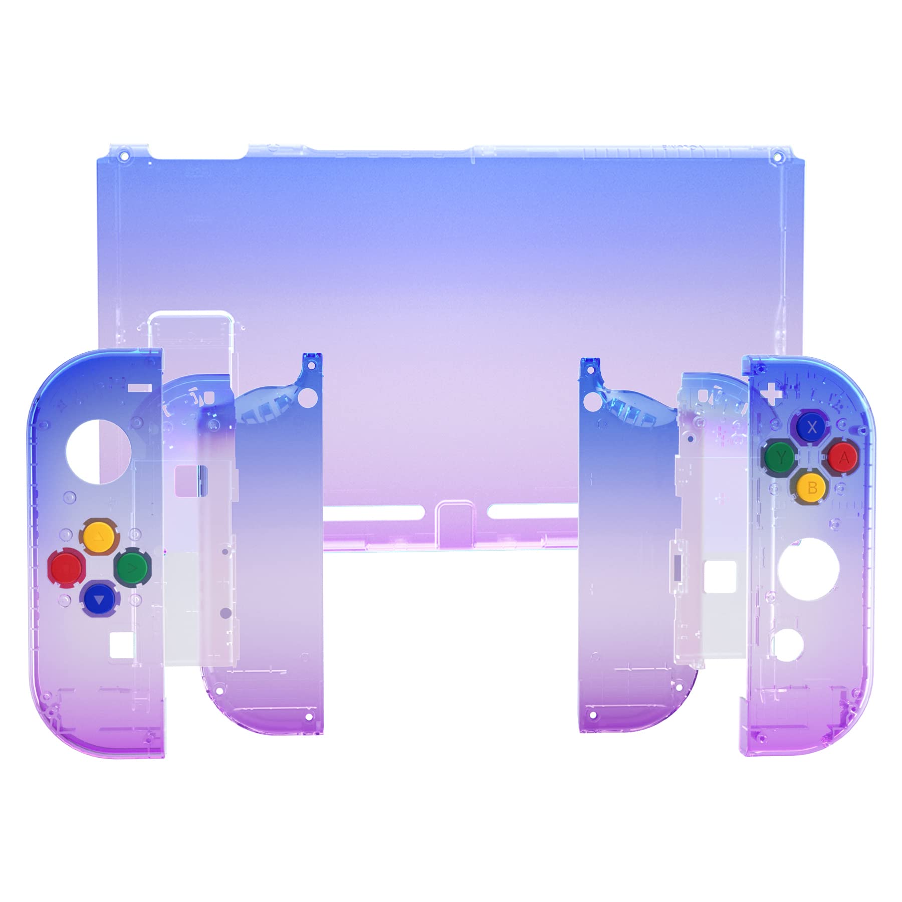 eXtremeRate Carcasa Transparente para Nintendo Switch Accesorios Funda Protector Shell Placa de reemplazo con Botones para Nintendo Switch Consola Joycons Control(Bluebell Gradiente)