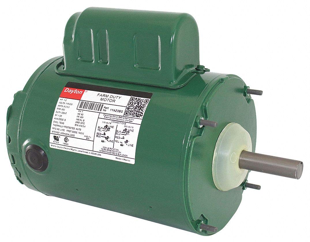 1/2 HP Agricultural Fan Motor,Permanent Split Capacitor,850 Nameplate RPM,115/230 Voltage