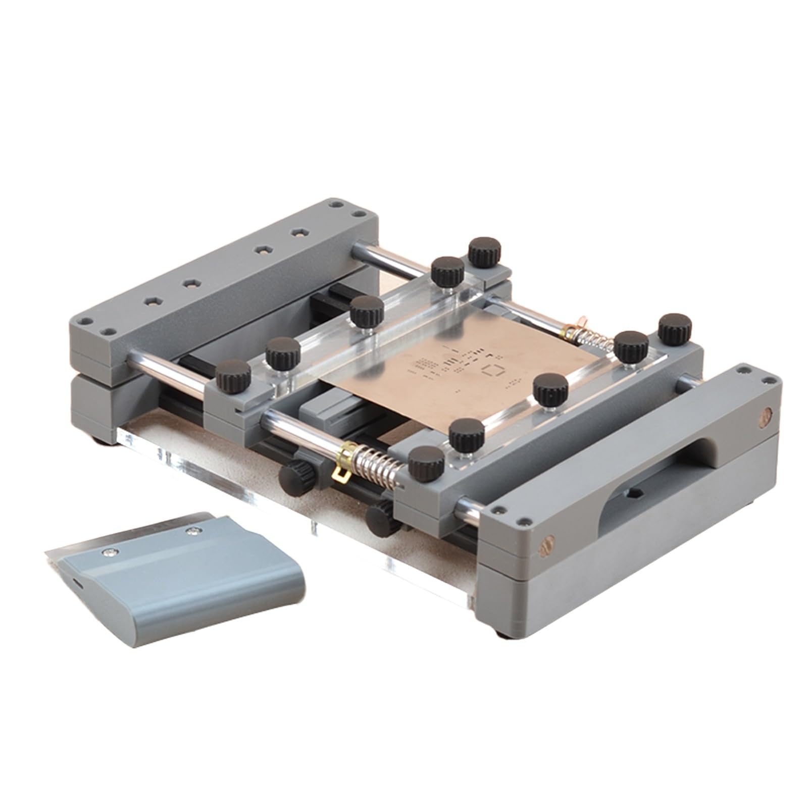GZKDKZB Manual Screen Printing Machine, Small Steel Mesh Printing Station with 80mm Scraper, SMT Stencil Printer for PCB Solder Paste, Electronics Hobbyists