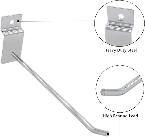 Miniatura 4 de Paquete de 6 ganchos Slatwall, ganchos resistentes para uso general, rejilla de metal de grado comercial, surtido de estanterías de almacenamiento
