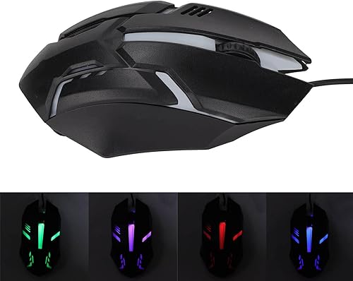 Miniatura 5 de Diyeeni Ratón para juegos RGB, mouse con cable de computadora de 1600 DPI, mouse ergonómico para juegos, luces coloridas, rueda de desplazamiento