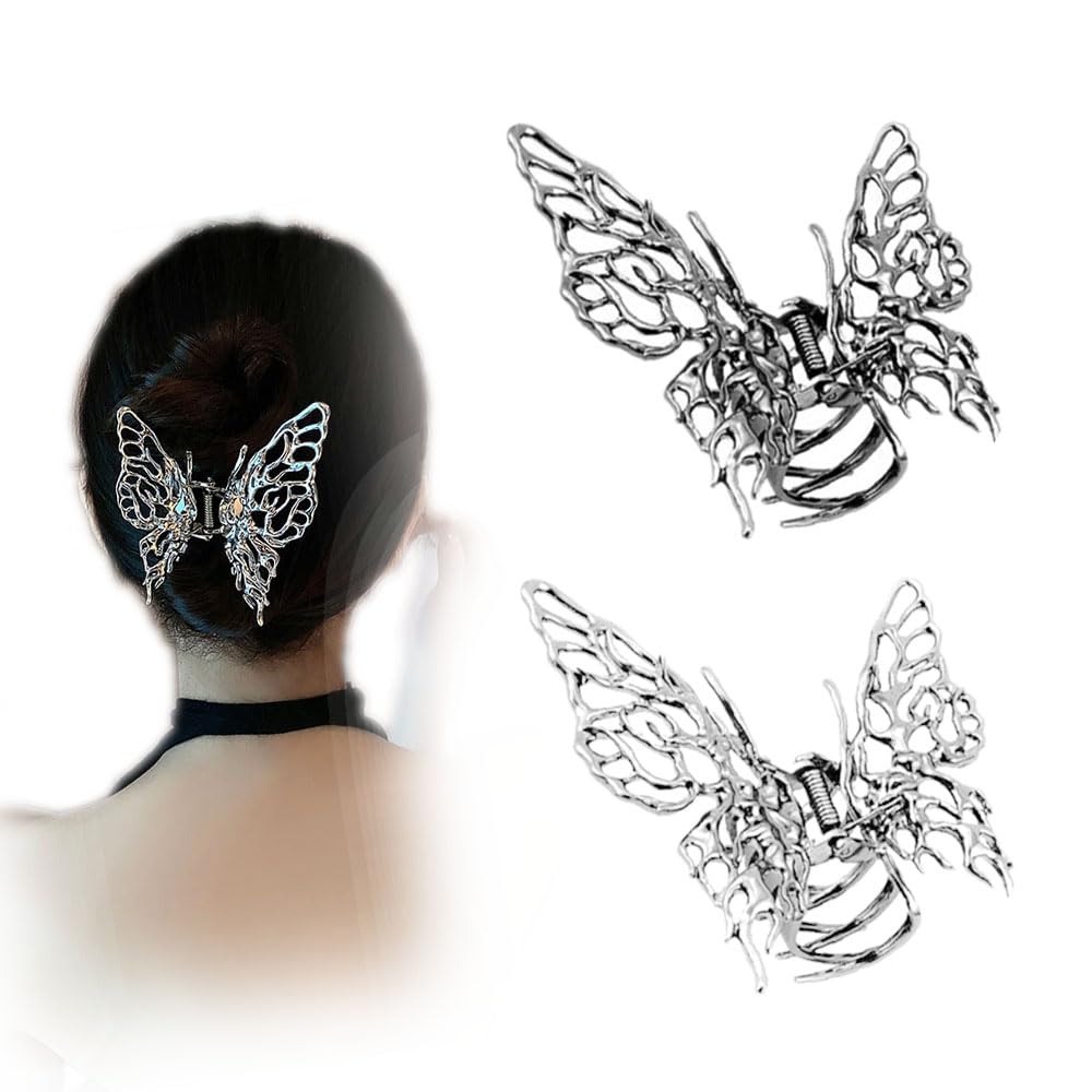 Large Non-Slip Strong Metal Hair Claws and Butterfly Hair Clips for Women - Cute Hair Accessory Gift Set