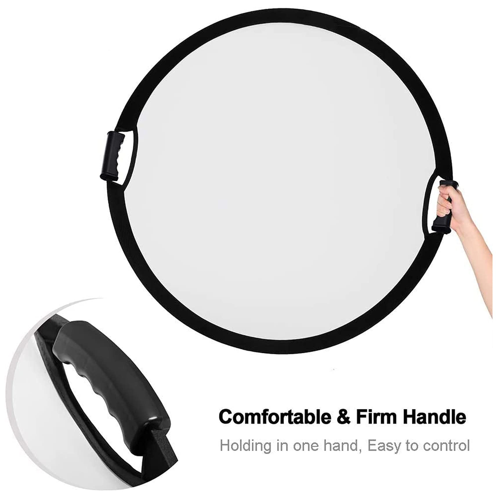 Selens 80cm Réflecteur de Lumière Diffuseur de Lumière 5 en 1 avec poignée et Sac de Transport - Blanc, Noir, doré, argenté pour l'Éclairage de Studio de Photographie et l'Éclairage Extérieur