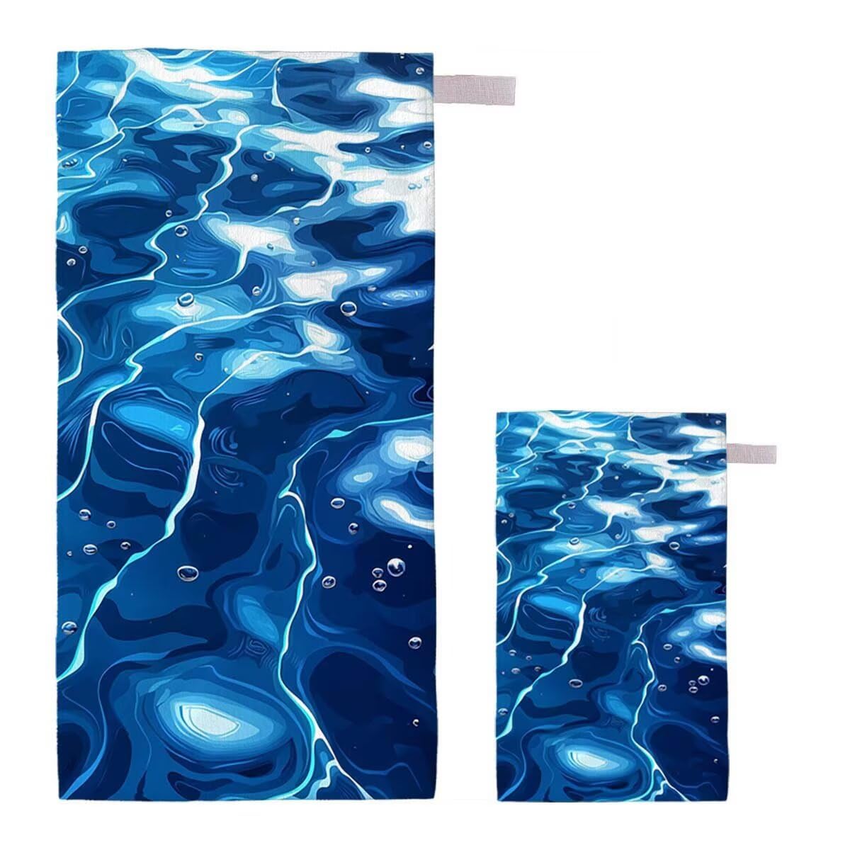 Telo Mare XXL 220x100cm/35x70cm, 2 Set Telo Mare Microfibra Marina Asciugamano Palestra Uomo, Antisabbia, Leggero, Asciugatura Rapida, Teli da Spiaggia Grandi Accessori per Camping Natation Yoga C-97