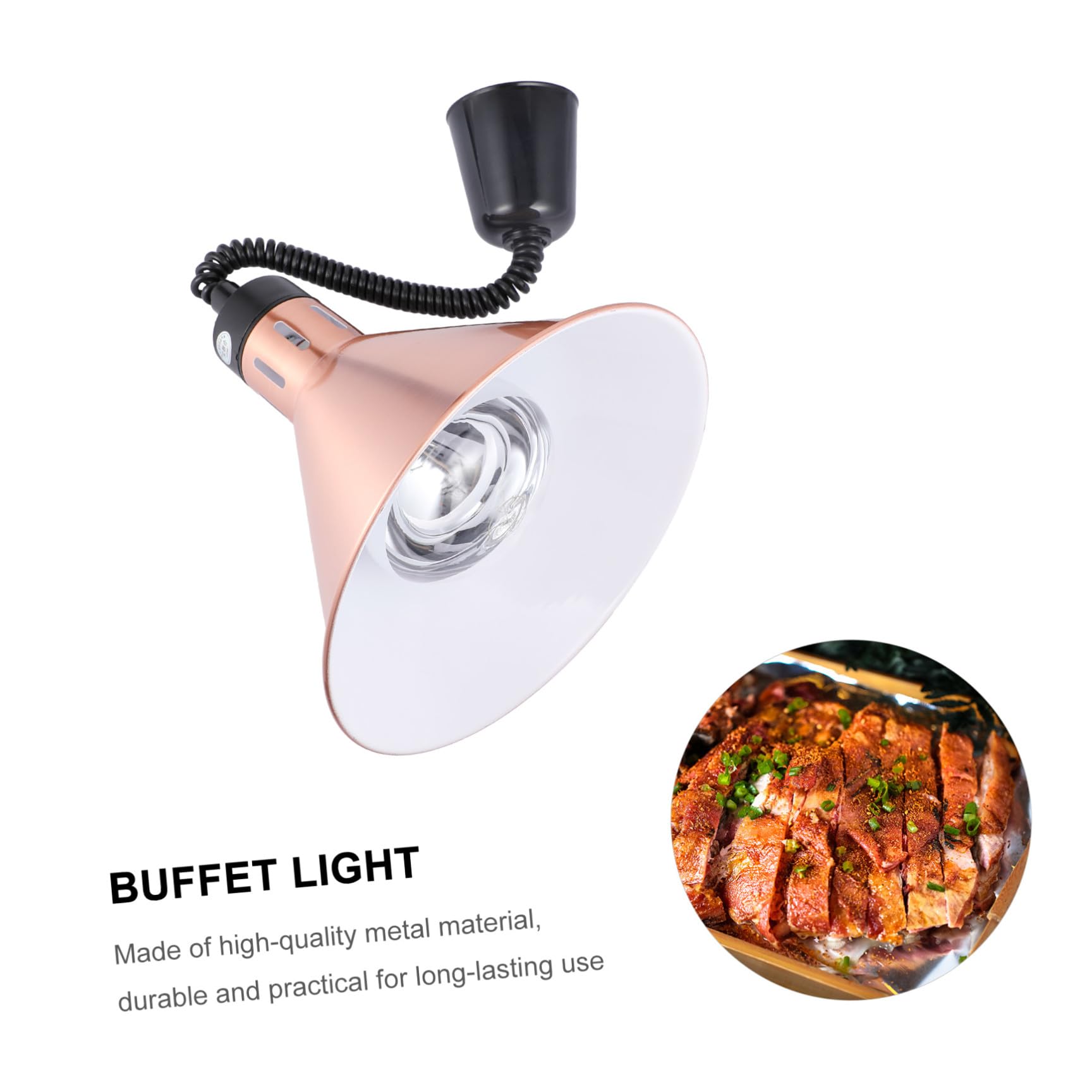 Lampada Scaldavivande Luce Riscaldante Altezza Regolabile 60-180cm in Metallo Telescopica Potenza 250w per Hotel e Mensa per Buffet e Ristorante