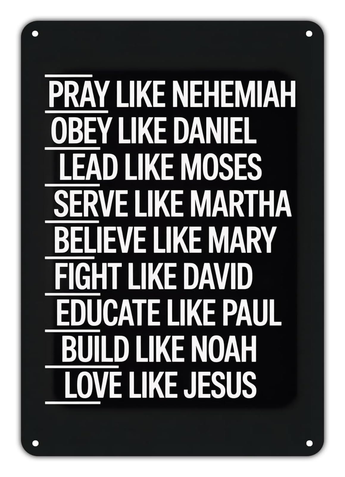ZDVHOMCB Biblical Life Order Pray Obey Lead Metal Tin Sign Faith Decor for Home Entryway Hallway Spiritual Growth Vintage Plaque 8 X 12 inch