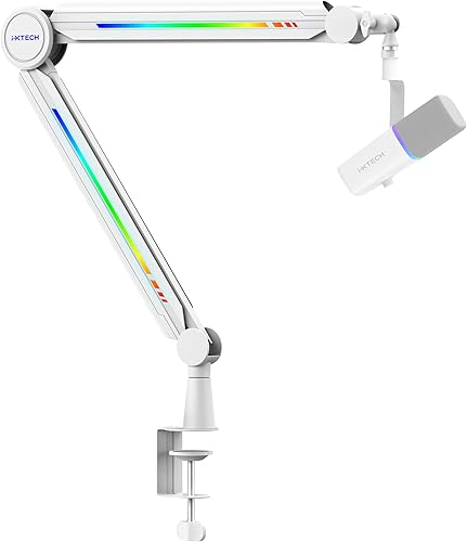 IXTECH Brazo de brazo de micrófono RGB de perfil alto, soporte de micrófono de brazo de brazo elevado, soporte de micrófono ajustable con soporte de