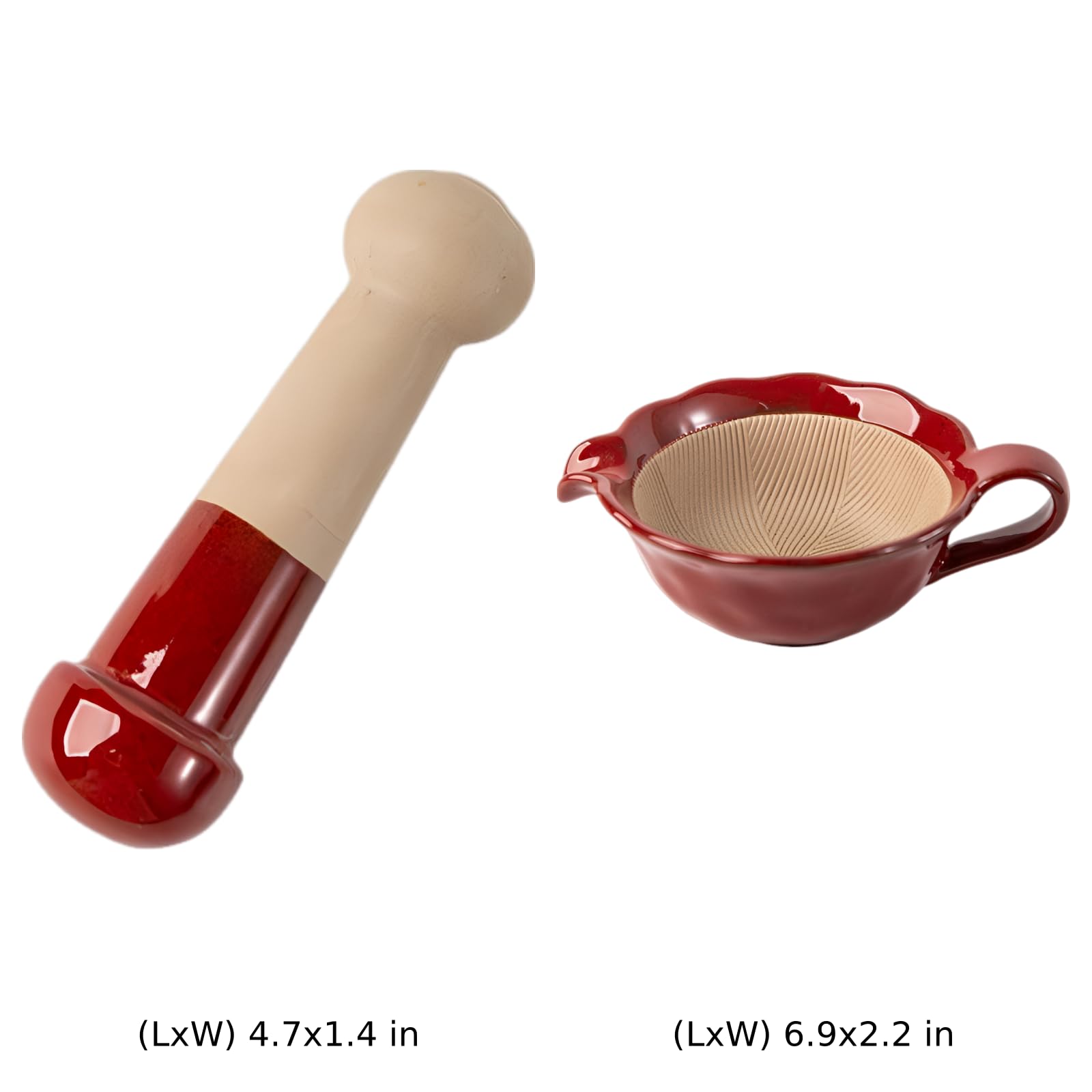 Bol de broyage en céramique et pilon, mortier manuel pour ail 240 mL, poignée ergonomique, émail cuit au four, moulin à épices pour complément alimentaire et sésame, pilon en bois massif 11,9 cm