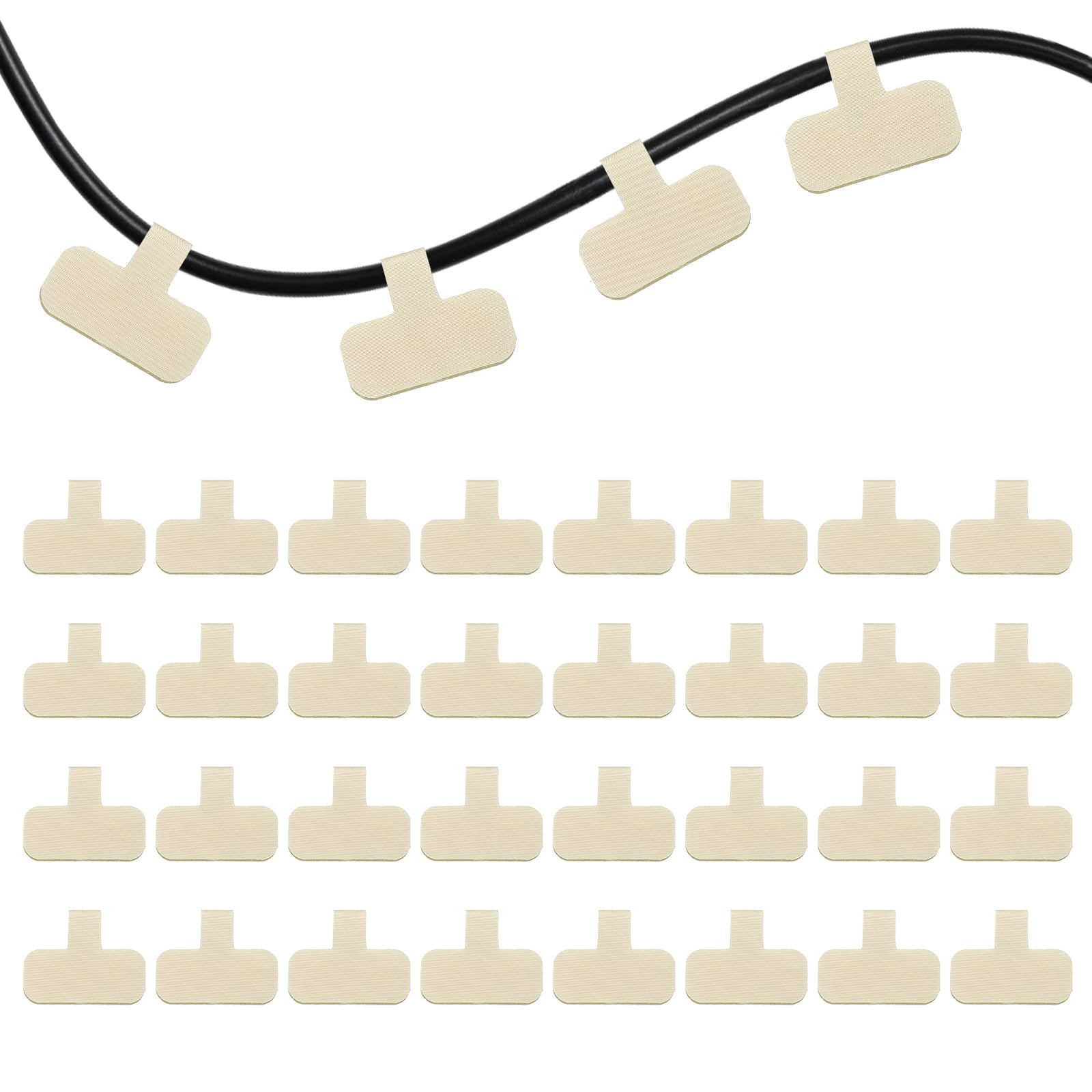 PATIKIL 32Pcs Cable Labels Tags, Reusable 60MM Write on Wire Tags Cord Labels Hook Loop Rectangle Cable Ties for Electronics Organize Wire Classify Identification Management, Beige