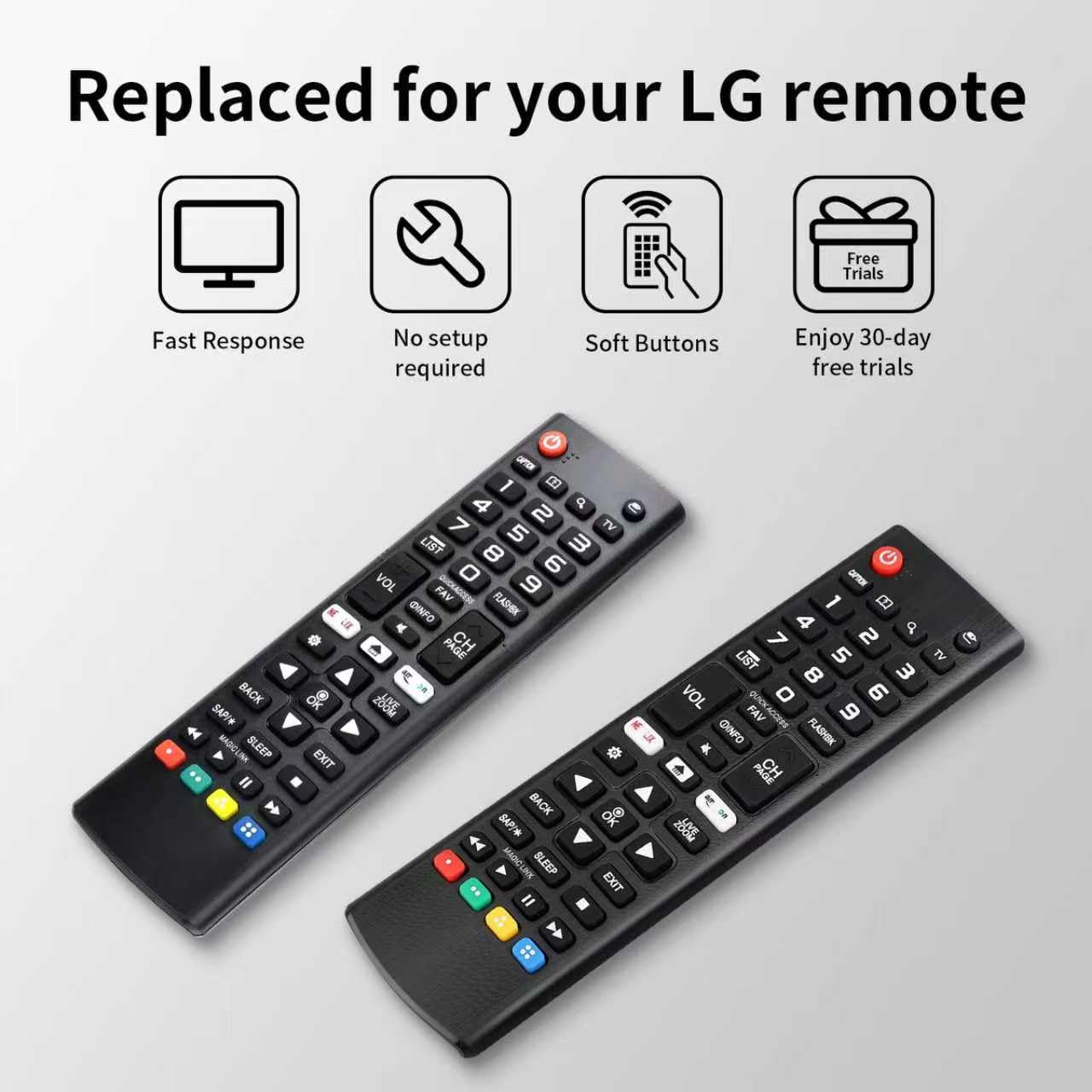 Uniwersalny pilot zastępczy bez konfiguracji pasuje do LG All TV Remote z zabezpieczeniem przed zgubieniem miękki silikonowy pokrowiec ochronny kompatybilny z telewizorami LG All Smart LCD LED HDTV