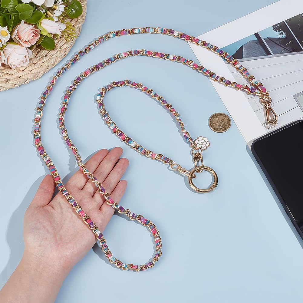 PH PandaHall Colorful Mobile Straps Wrist Lanyard Metal Phones Chain Universal Crossbody Detachable Cellphone Lanyards Enamel Flower Pendant Mobile Straps with TPU Lanyard Patch for Women Phone Case
