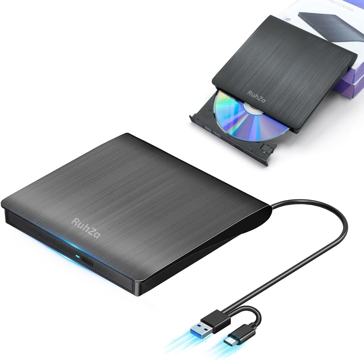 CD DVD Drive, External (2024 Innovation Model), External DVD Drive, High Speed Processing, 8XDVD & 24XCD CD Recorder, Optical Drive External, Read/Write, USB 2.0/3.0 & Type-C Connection RT-DRW-B-image-23