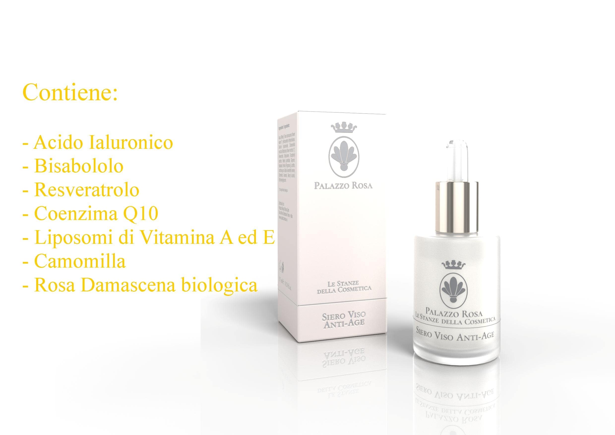 Palazzo Rosa Siero Viso Anti-Age 15 ml 100% Biologico Made in Italy Bellezza per il Viso Dalla Rosa Damascena