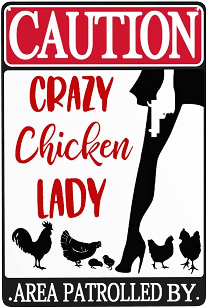 SMAZDFXX Chicken Sign for Coop Outdoor Funny Personalized Chicken Coop Sign for Farm Yard Fence, Chicken Coop Sign Chicken Decor Area Patrolled by Chicken Lady 8"x12"