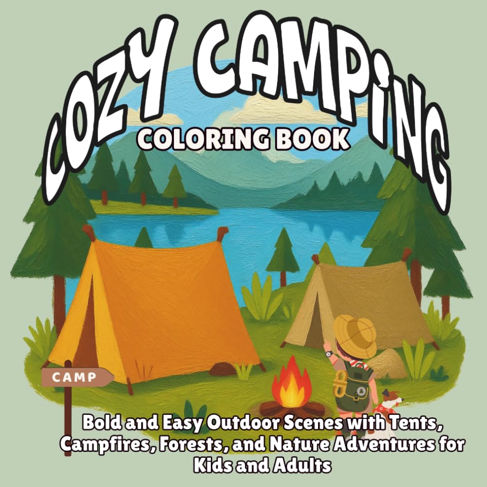 Cozy Camping Coloring Book: Bold and Easy Outdoor Scenes with Campfires, Forest Adventures, and Relaxing Nature Fun