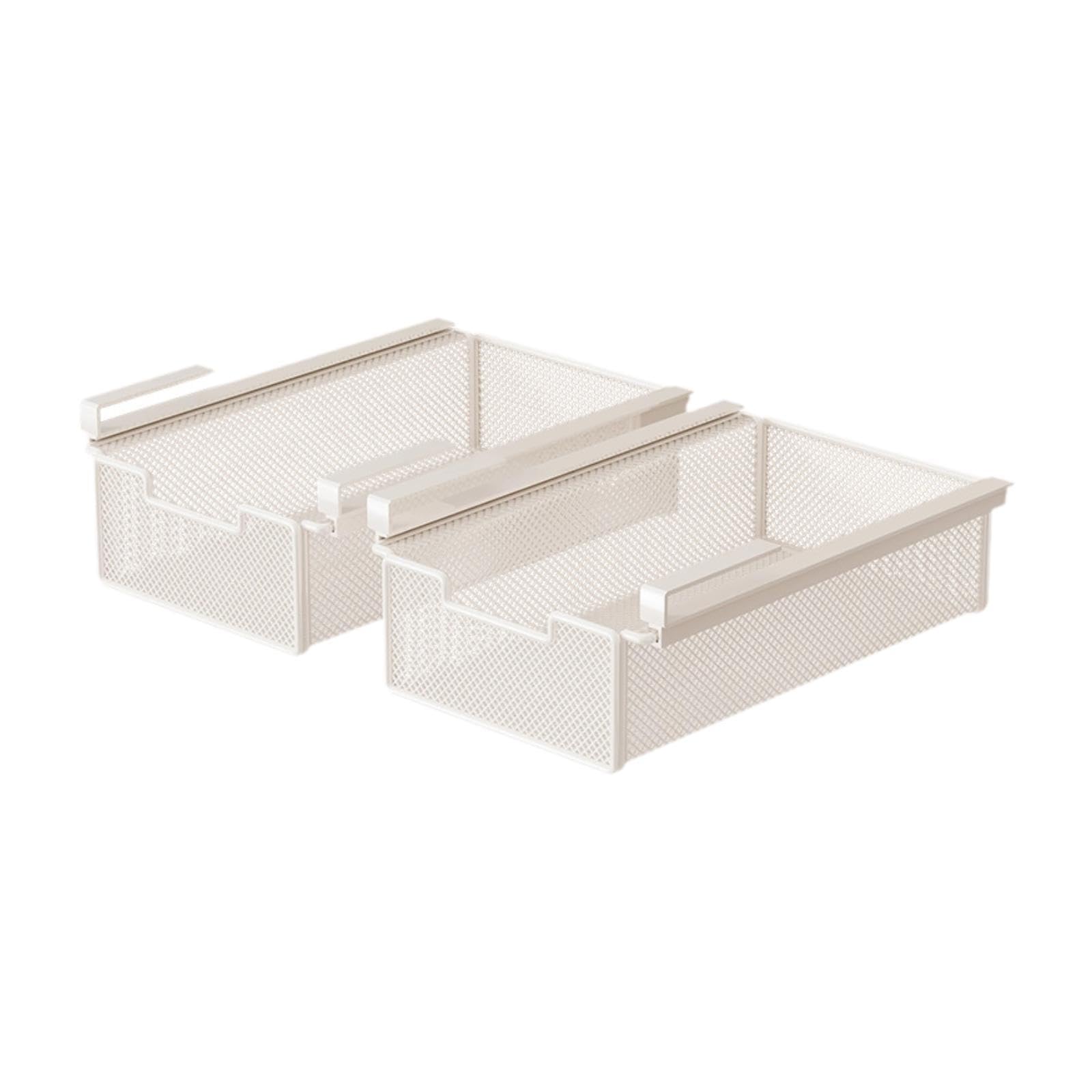 Lot de 2 Paniers de Rangement Coulissants sous étagère, Support Suspendu pour Tiroir de Bureau, pour Espace de Travail, Placard, Salle de Bain, 25x38x12cm