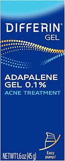 Differin Gel 0.1% Adapalene Acne Treatment - 45g Pump, 90-Day Supply for Sensitive Acne-Prone Skin