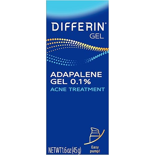 Differin Acne Treatment Gel, 90 Day Supply, Retinoid Treatment for Face with 0.1% Adapalene, Gentle Skin Care for Acne Prone Sensitive Skin, 45g Pump (Packaging May Vary)