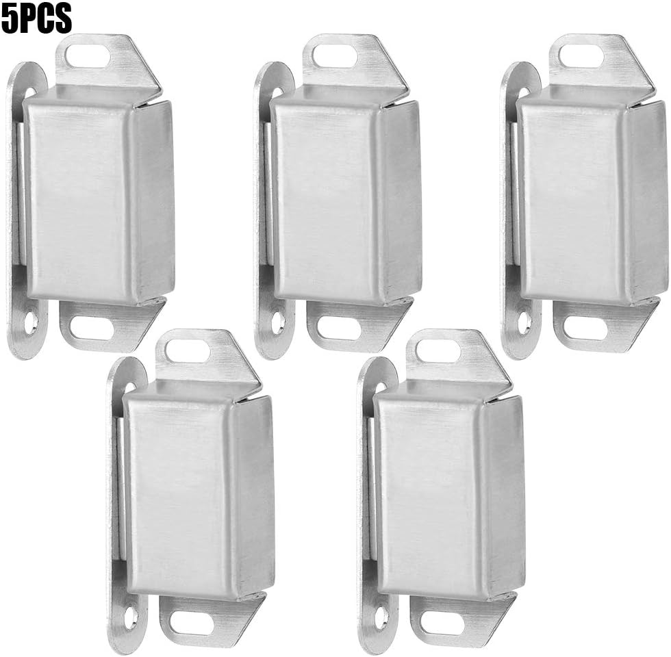 5Pcs Magnetic Cabinet Latch, Stainless Steel Strong Magnet Catches for Cabinets, Bookshelves
