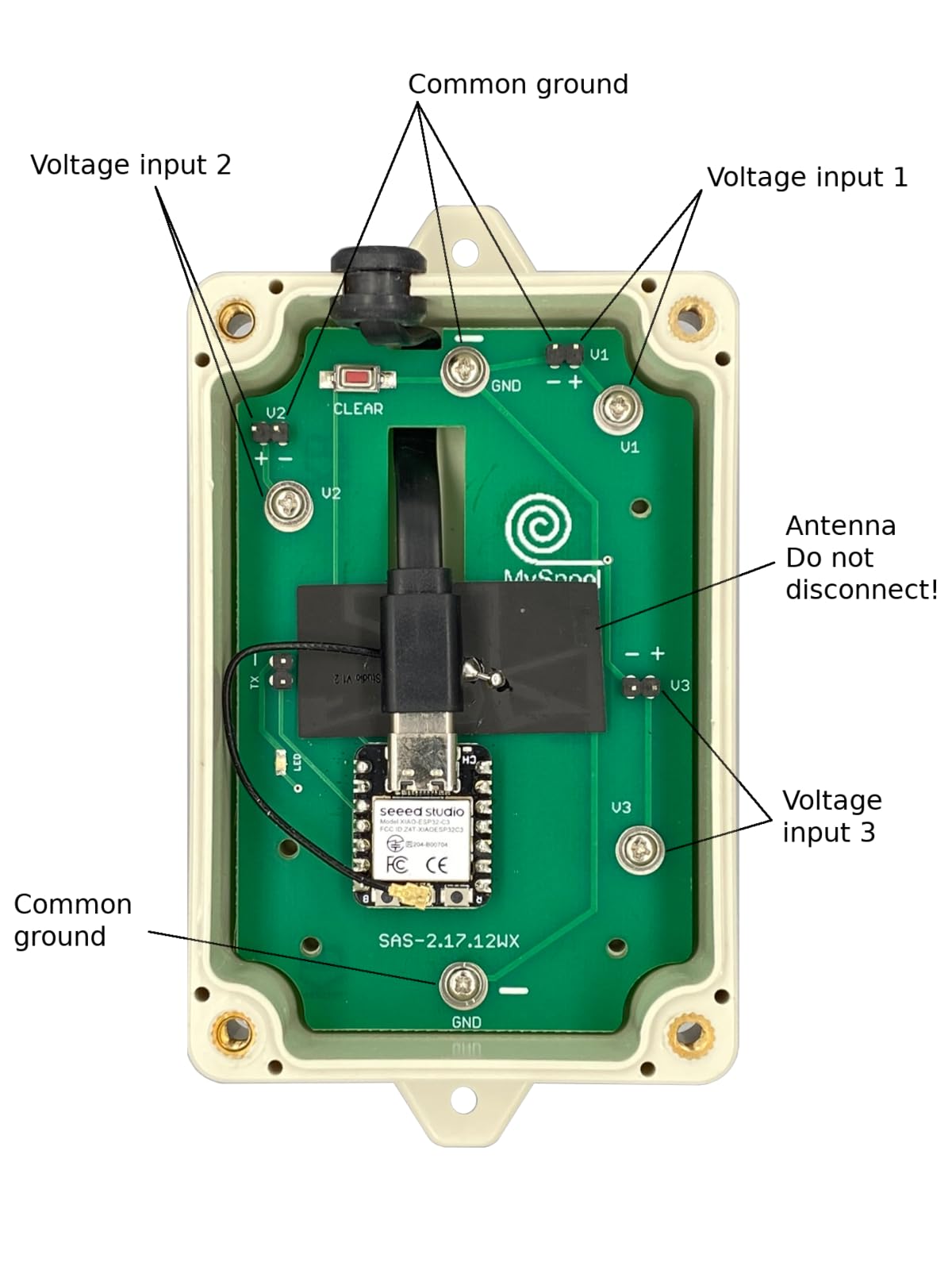 Wireless DC Voltage Monitor with Alert Notifications for up to 3 Sources, A/C Powered, with email, Text Message and Push Notifications, uses WiFi