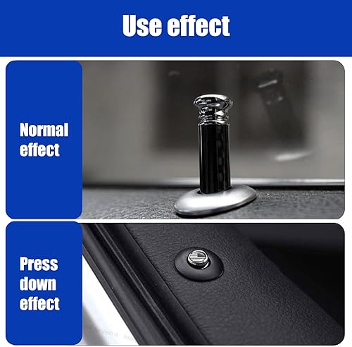 Miniatura 3 de 4 piezas de cubierta de perno para cerradura de puerta de automóvil, patrón de borde de fibra de carbono con bandera estadounidense, botón de