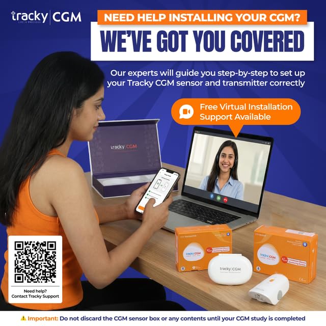 Image of Tracky CGM Transmitter Only - Reusable Bluetooth Continuous Glucose Monitoring Transmitter, Real-Time App Sync, Rechargeable, Waterproof, Compatible with Tracky CGM Sensors