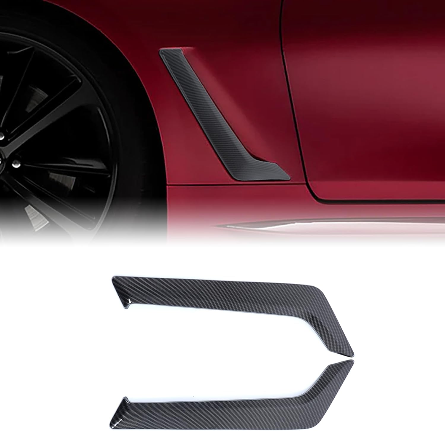 Front Fender Side Vent Garnish Trim Compatible with Infiniti Q60 Q60S 2015-2022, ABS Plastic Air Flow Intake Hole Grille Spoiler Auto Exterior Accessories (Matte Black)