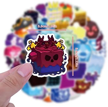 Blox Fruits Stickers, Set of 54 PVC Waterproof Stickers, Blox Fruits, Robrox, Online Game, Anime, Monster Character