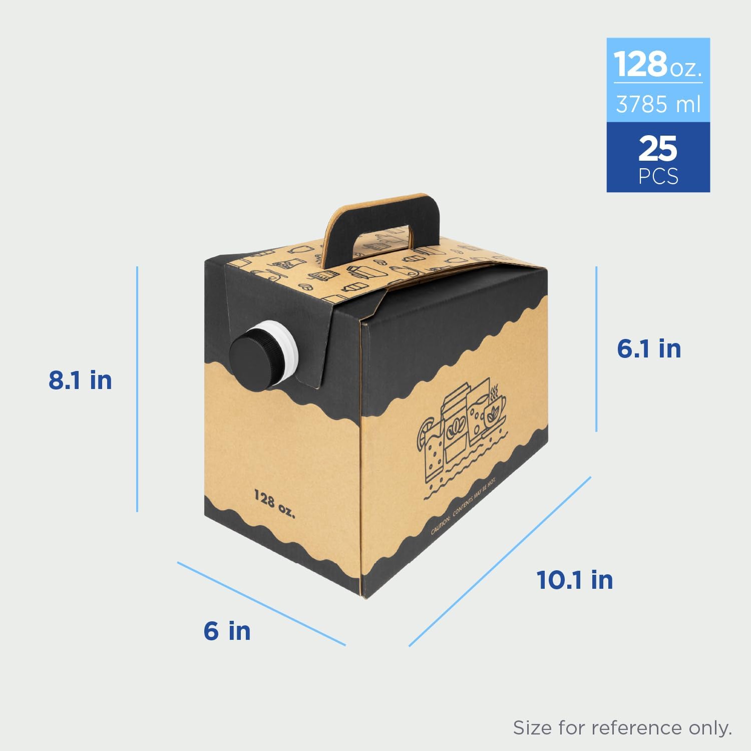 Karat 128 oz Disposable Coffee Dispensers [25 Pack] - Insulated Bulk Coffee Containers with Handle for Hot/Cold Beverages | Leak-Proof for Parties, Catering, Office